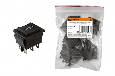 TDM ELECTRIC SQ0703-0017 Клавишный переключатель YL-206 черный 3 положения 2з+2з TDM